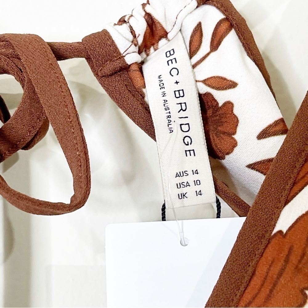 Bec + Bridge Brown White Print Cutout Phillipa Maxi Dress Size 10 US NWT - Picture 6 of 10